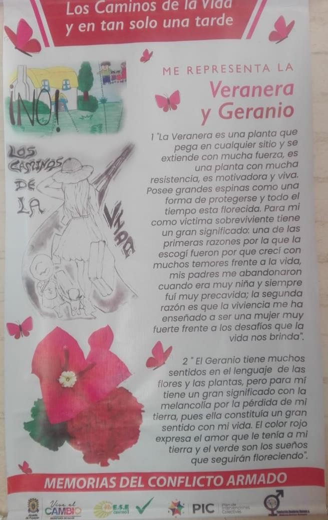 Panel Los caminos de la vida: Verbenera y Geranio, Memorias del conflicto armado